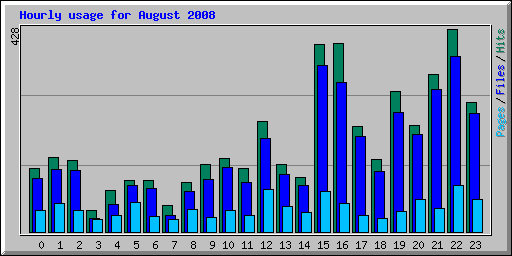 Hourly usage for August 2008